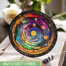 Solar System Stained Glass Suncatcher Celestial Planets Space Window Hanging Gif