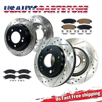 Front Rear Drilled Rotors Brake Pads for Buick Enclave GMC Acadia 2010 2012 2013