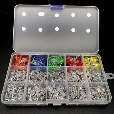 750Pcs 3mm Assorted Light Emitting Diodes LED Lamp Electronics Kit 15 Colors