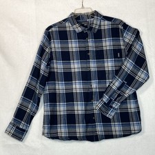 Eddie Bauer 100 Cotton Mens Flannel Shirt XL Blue Plaid Long Sleeve Button Up