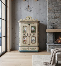 Bauernschrank Voglauer Lammertaler weiß altweiß Landhausschrank bemalt Landhaus