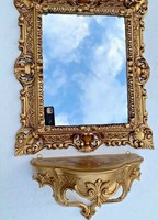 Wandspiegel Gold Mit Konsole Barock Antik 45X38 Flurspiegel Badspiegel Mit