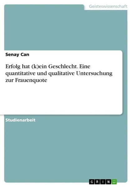 Senay Can | Erfolg Hat (K)Ein Geschlecht. Eine Quantitative Und Qualitative...-image