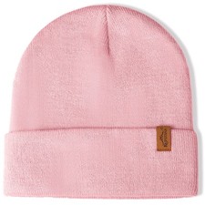 1 2 Packs Unisex Knit Winter Beanie Hats Cap Set for Men and Women Pink