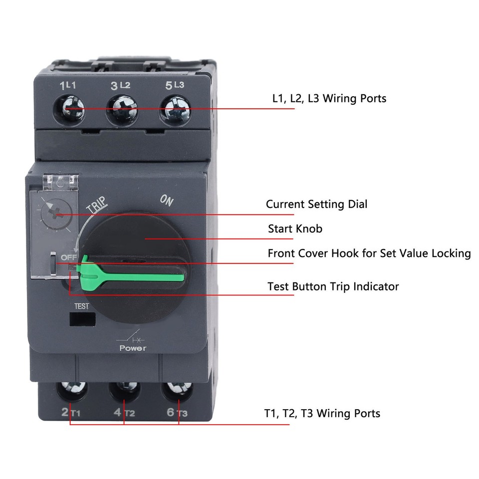 9‑14A Motor Circuit Breaker Knob Control Thermal Magnetic 35mm DIN Rail ...