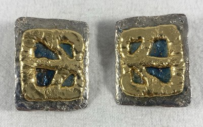 Vintage J. Jansen Artisan Brutalist Modernist Clip Earrings 