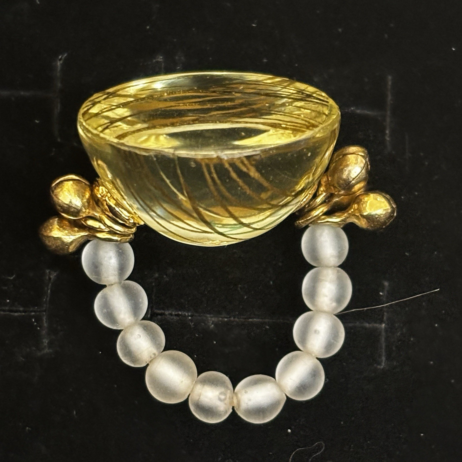 Silver Tone Adjustable Statement Ring Clear Glass… - image 1