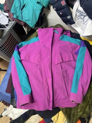 Cabela's Women's M Purple/Teal Colorblock Hooded Insulated Ski Jacket 90s