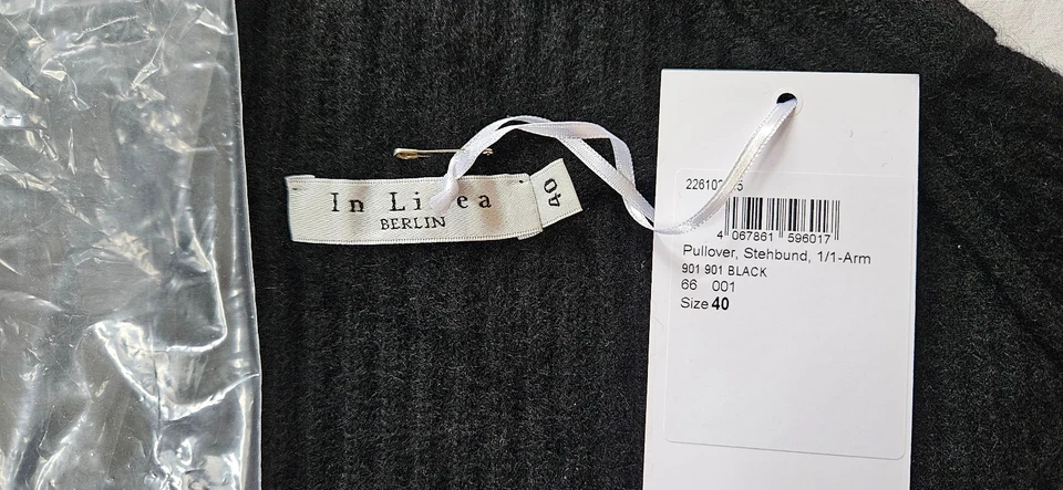 In Linea: Stehkragenpullover 100% Kaschmir Gr.40 schwarz neu mit Etikett - Bild 3 von 4
