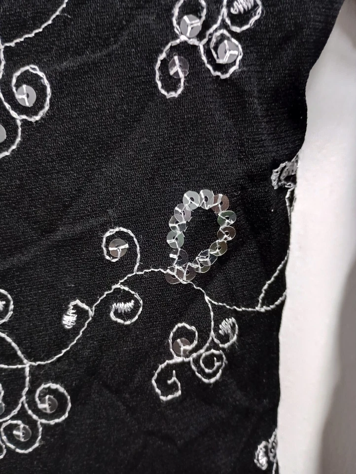 Top de malla bordada vintage de los 90 para mujer pequeño negro cachemir capricho Foto 3 de 4