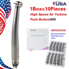 10 PCS Turbina Dental High Speed Handpiece 4Hole Push Button Spray fit NSK