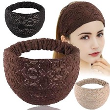 3 Pcs Wide Lace Headbands Elastic Head Wrap Stretch Hair Accessories Makeup H...
