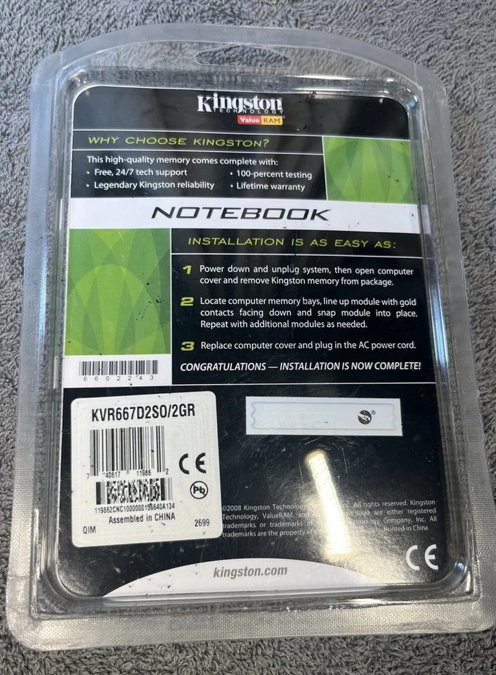 2GB Kingston DDR2-667 PC2-5300 SODIMM Memory RAM KVR667D2S0/2GR NEW Sealed - Image 2 of 2