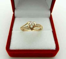 1Ct Lab Created VVS1/D Diamond Heart Shape Promise Ring 14K Yellow Gold Finish