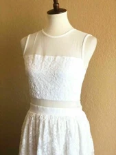 Love…Ady Women’s White Mesh Floral Lace A-Line Dress Size M Sleeveless Crew Neck