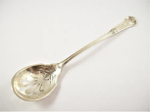 ANTIQUE STERLING SILVER OLIVE SPOON, CORINTHIAN, WALLACE SILVERSMITHS INC.