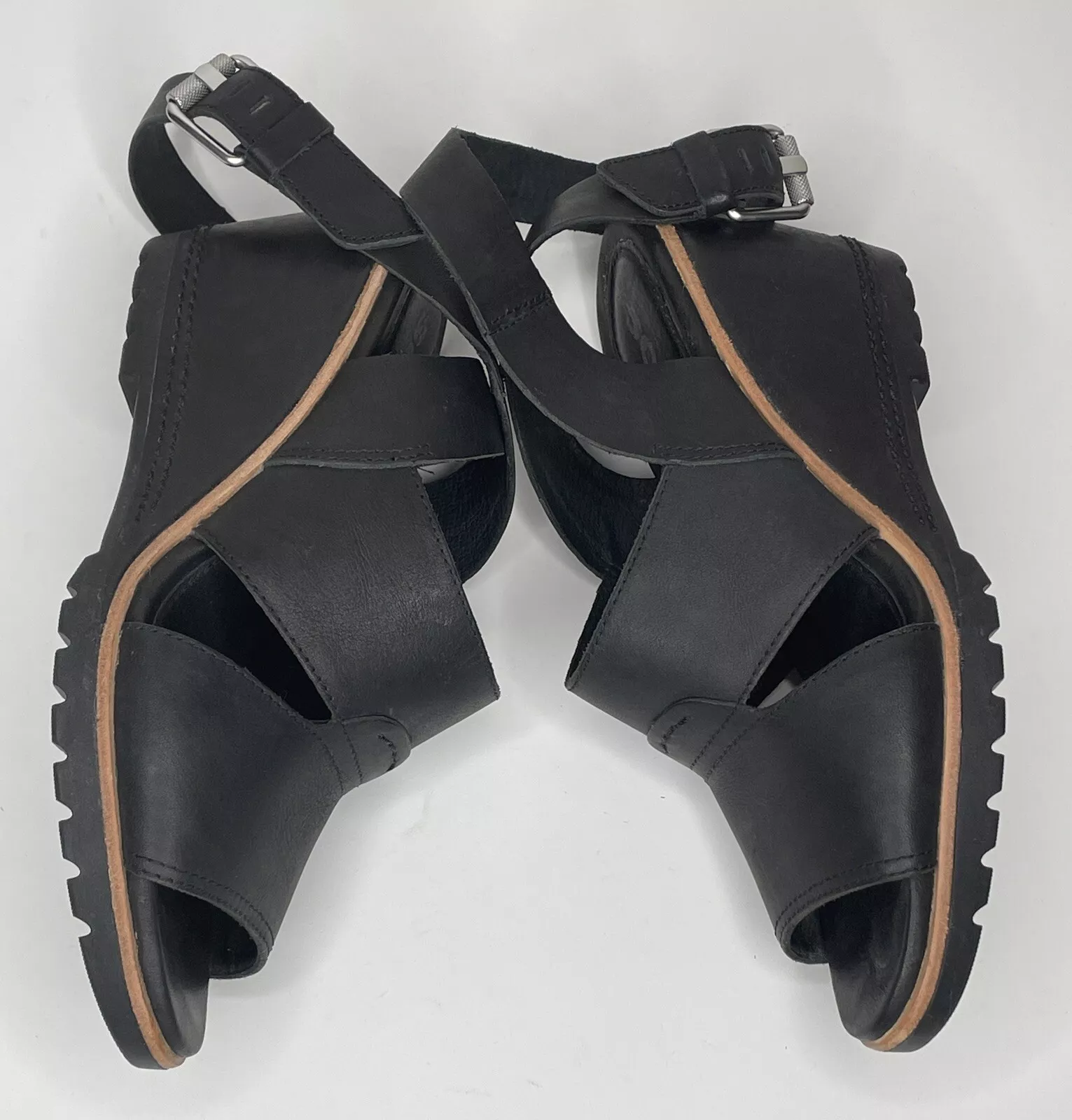 sorel leather gladiator cross strap wedge heel shoes