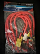 6 x 60cm Long Bungees Heavy Duty 12mm Thick Red Bungee Cords Rope Straps 45459