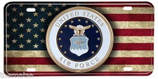 AIR FORCE MILITARY LOGO USA VINTAGE FLAG LICENSE PLATE MADE IN USA