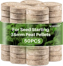 50PCS 35mm Peat Pellets Seed Starter Pods for Garden Seedling Germination
