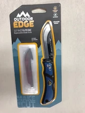 NEW Outdoor Edge 3" Razor-Lite EDC Blue Replaceable Blade Folding Knife 4 Blades