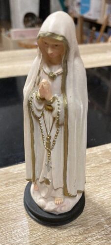Ancienne statue sculpture santon ésotérisme église Notre Dame de Fatima chapelet - Photo 1/4