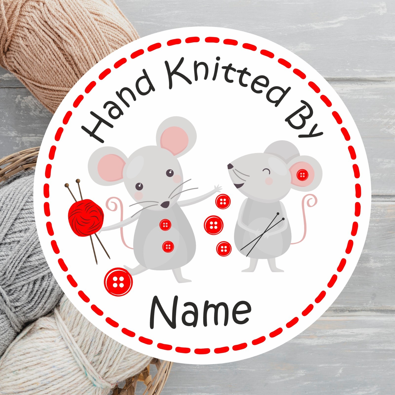 Mice Toe Label 39 Personalised Hand Knitted by Stickers, Gift Label, mice Design ...