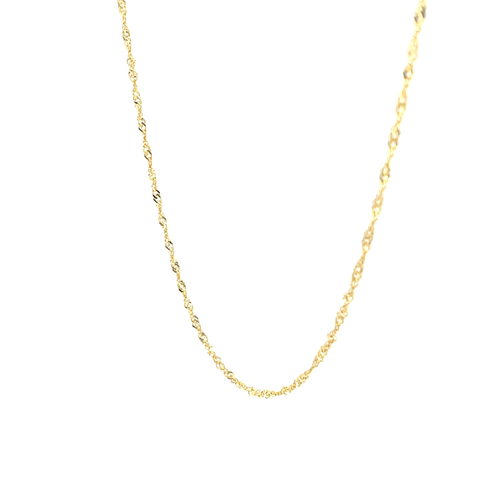 Collar de cadena de Singapur de oro amarillo liso de 14 K de 1,5 mm de ancho 16""-24"" pulgadas de largo - Vídeo 1 de 1