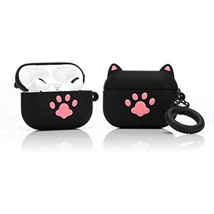Black Airpod Pro Cases With Keychain Cute Cat Pad Silicon Black Airpod Pro Cases With Keychain Cute Cat Pad Silicon