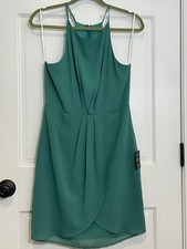 NWT Lulus Best Wishes Teal Green Dress V-Neck Sleeveless Strappy Zip Size M