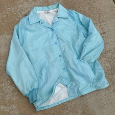 Adorable Authentic Vintage 80 Birdie Made In USA Baby Blue Spring Satin Jacket L