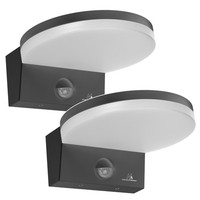 2X Led-Wandleuchte Mit DäMmerungssensor Pir-Bewegungsmelder 15W IP65 Grau