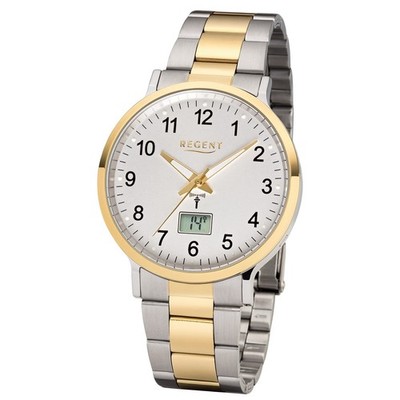 Regent Herren Uhr FR-245 Metall Funk Armbanduhr Funkuhr silber gold URFR245