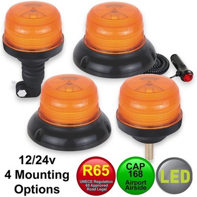 Cap168 Airport Approved Amber Beacon LED R65 Flashing Mag Bolt Pole 12V 24V