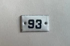 Vintage Enamel Porcelain MINI Drawer Locker Number 93 Sign