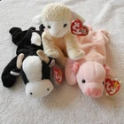 Ty Beanie Babies Farm Animal Lot Daisy Fleecie Squealer Vintage Plush