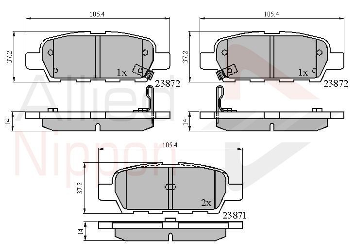 Brake Pad Set For Disc Rear Fits Infiniti G Nissan Renault ALLIED NIPPON ADB3912