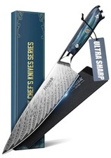 Huusk Japanese Chef Knife, 8" Stainless Kitchen Knife with Ergonomic Resin Handl