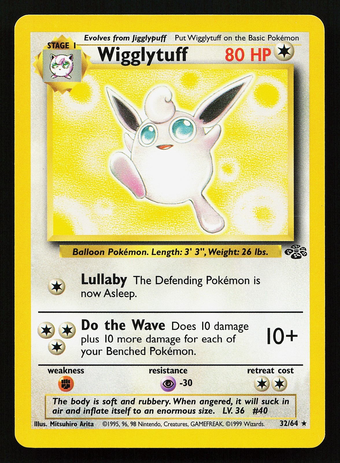 Wigglytuff 32/64 Rare Jungle Pokémon Card