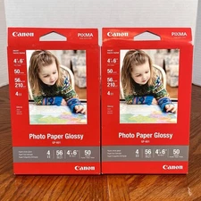 Lot of 2 ~ Canon Pixma Glossy Photo Paper ~ 50 Sheets GP-601 ~ 100 Sheets Total