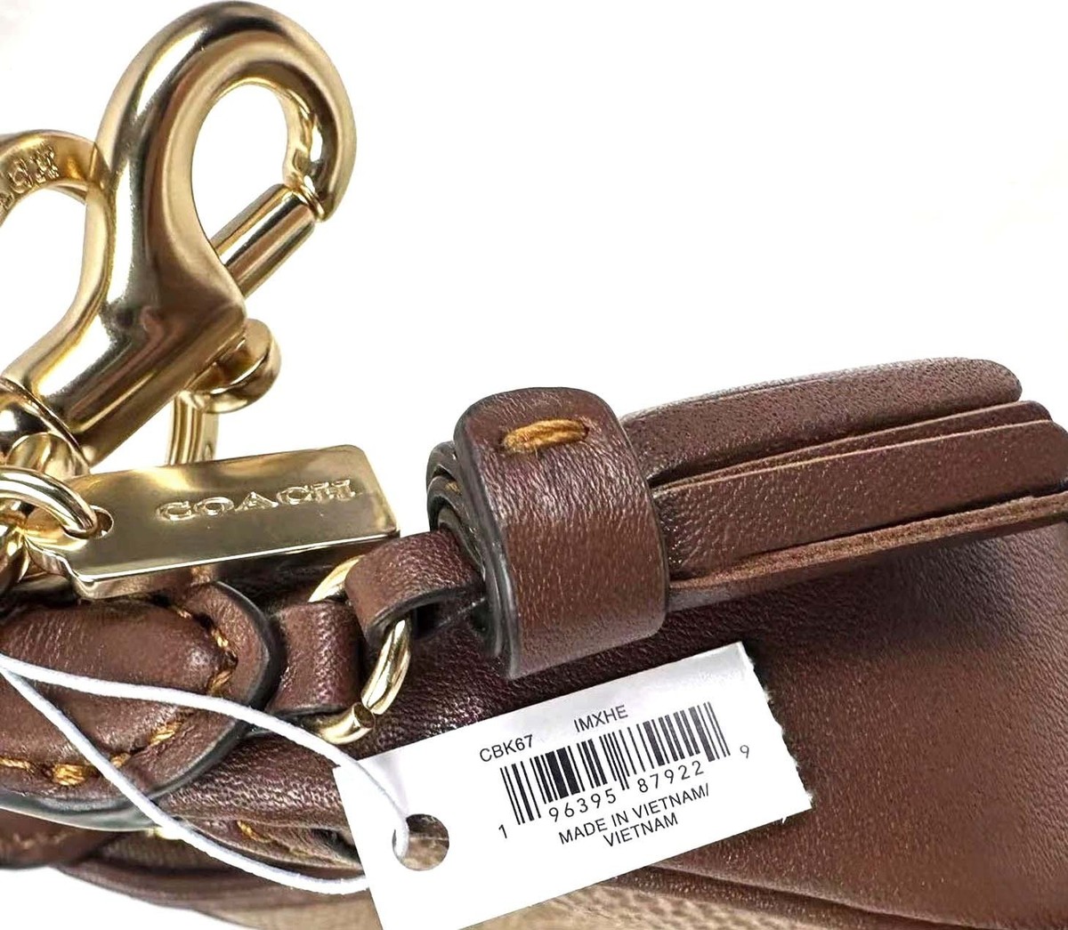 Coach Mini Carmen Bag Charm In Signature Canvas Gold/Tan/Brown