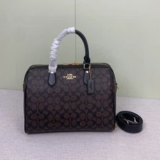 Roan Large Satchel Bag Signature Canvas Walnut/Black CV959 Outlet NEW