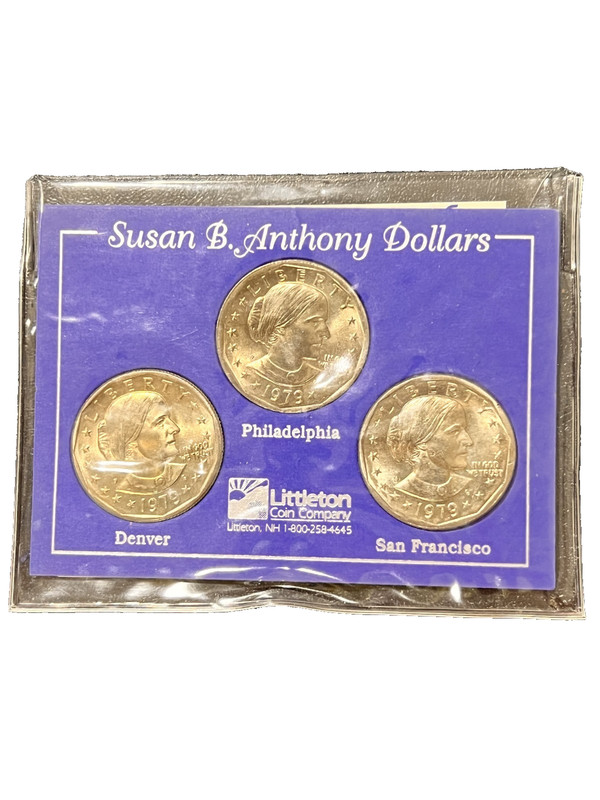 1979 P D S Susan B Anthony Dollar 3 Coin Set from Littleton Coin Co
