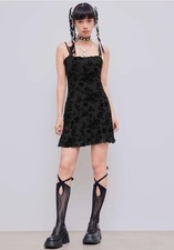 CIDER Whimsy Goth Mesh Lined Dress 3XL Dark Fairy Grunge Y2k Velvet Burnout 90s