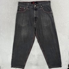 Vintage 90s Red Embroidered Baggy Jeans Size 36 Wide Leg Skater Streetwear Y2K
