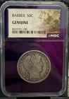 1907-P 50C BARBER SILVER HALF DOLLAR "PHILADELPHIA" NGC Genuine Purple Core