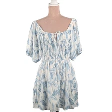 NWT Elan Blue Lima Bubble Sleeve Dress Size Medium