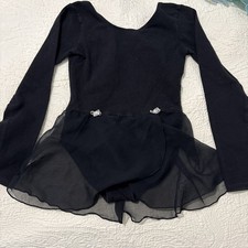Danskin Black Long Sleeve Leotard with Sheer Skirt Roses Size M
