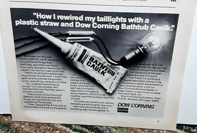 1973 Dow Corning Silicone Bathtub Caulk Vintage Repair Print Ad