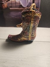 Western Cowboy Boot Christmas Ornament 4  Western Design Covered In Glitter